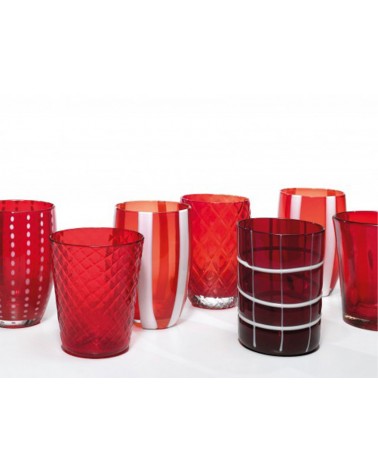 Bicchiere vetro Melting Pot Monocolore Rosso set 6 pezzi