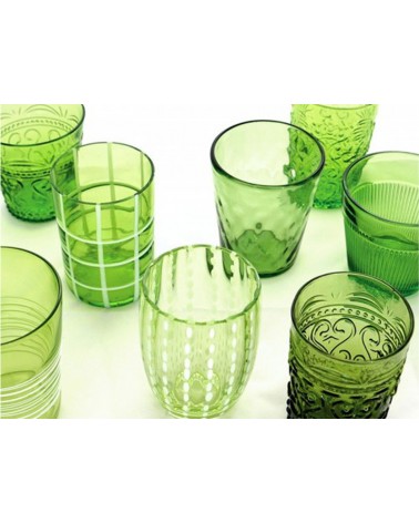 Bicchiere vetro Melting Pot Monocolore Verde set 6 pezzi