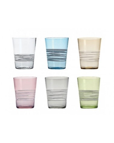 Bicchiere vetro Filante Colori Assortiti  set 6 pezzi