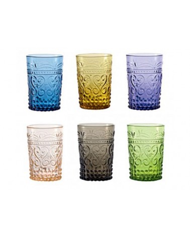bicchiere in vetro Provenzale Rock colori assortiti set 6 pezzi